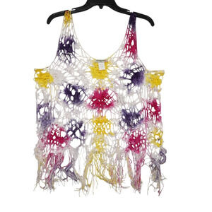 Vivid Collection of NY Tie-Dye Crochet Fringe Tank Top – Size Large